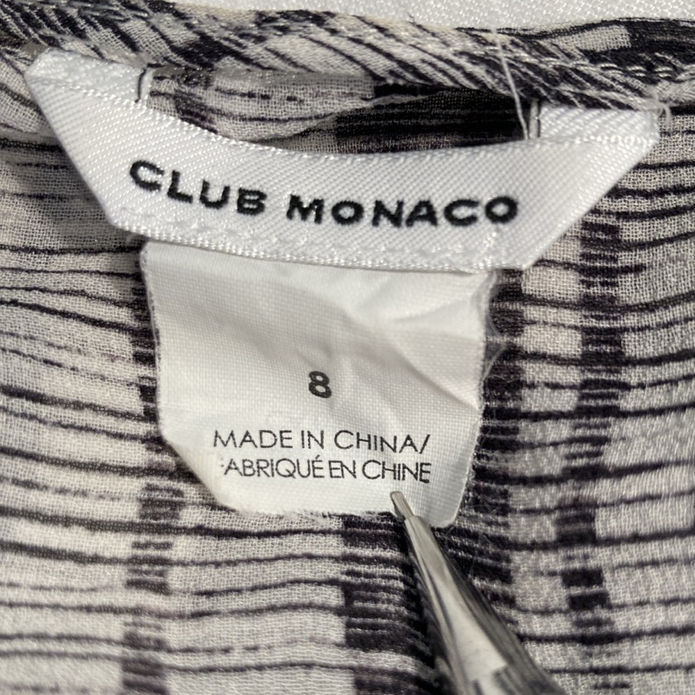 Club Monaco printed dress chiffon silk black grey 8 - Picture 7 of 16